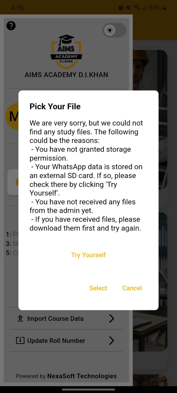 Import Course Data Button Failed